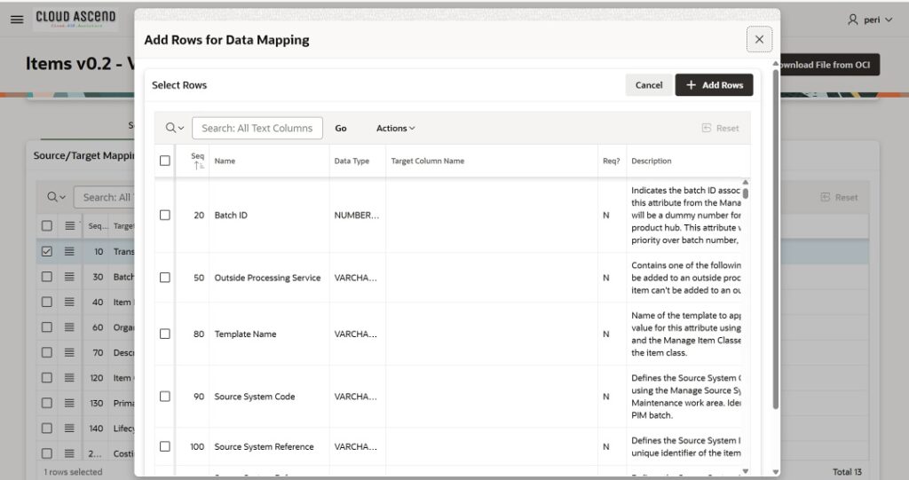 Target Columns List